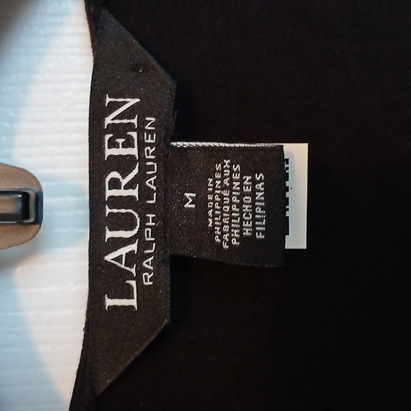 Ralph Lauren Black Top With Floral Wrap-around Design - Picture 2 of 6